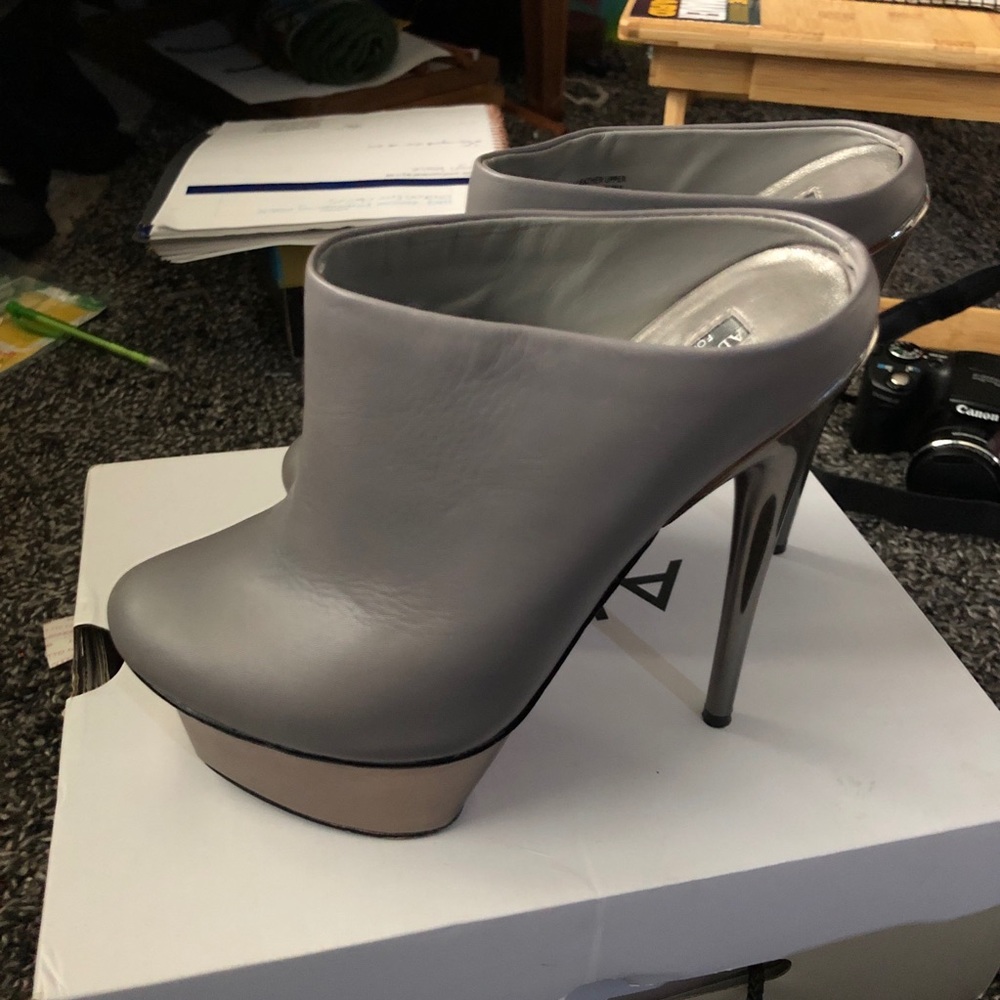 Grey and silver high heels